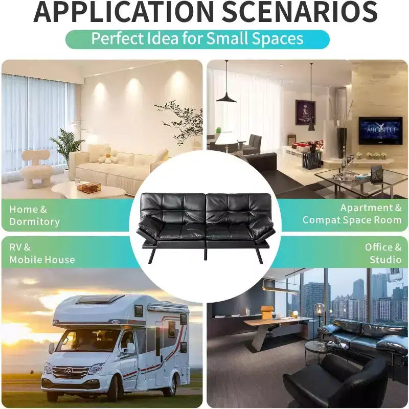 Canapé-lit futon convertible de 71 po avec mousse à mémoire de forme, inclinable pour salon, bureau et appartement
