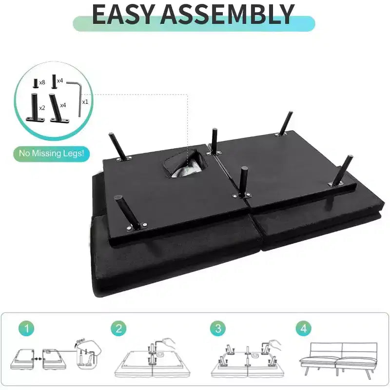 Canapé-lit futon convertible de 71 po avec mousse à mémoire de forme, inclinable pour salon, bureau et appartement