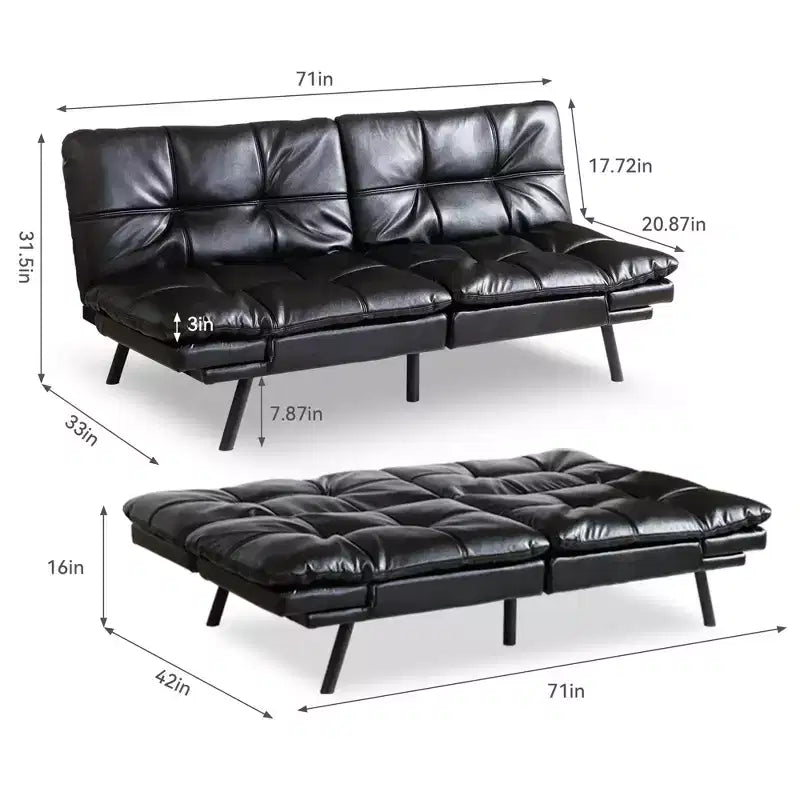 Canapé-lit futon convertible de 71 po avec mousse à mémoire de forme, inclinable pour salon, bureau et appartement