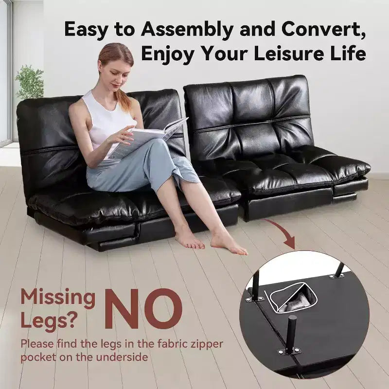 Canapé-lit futon convertible de 71 po avec mousse à mémoire de forme, inclinable pour salon, bureau et appartement