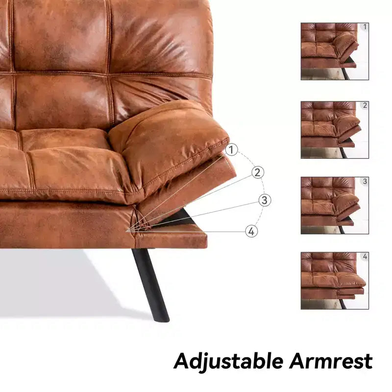 Canapé-lit futon convertible de 71 po avec mousse à mémoire de forme, inclinable pour salon, bureau et appartement