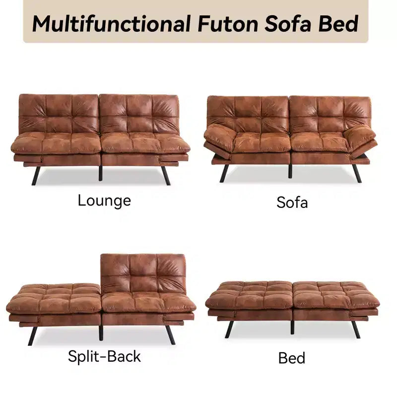 Canapé-lit futon convertible de 71 po avec mousse à mémoire de forme, inclinable pour salon, bureau et appartement