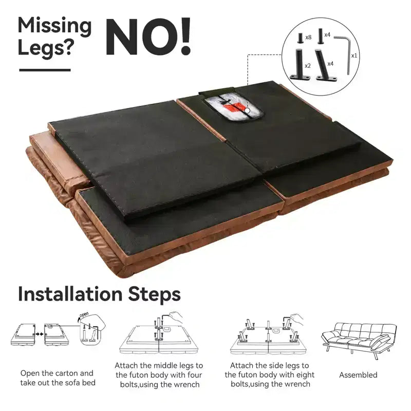 Canapé-lit futon convertible de 71 po avec mousse à mémoire de forme, inclinable pour salon, bureau et appartement