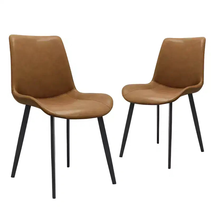 Chaise de salle à manger moderne capitonnée en similicuir avec pieds en métal