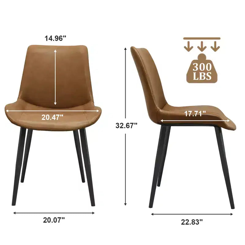 Chaise de salle à manger moderne capitonnée en similicuir avec pieds en métal