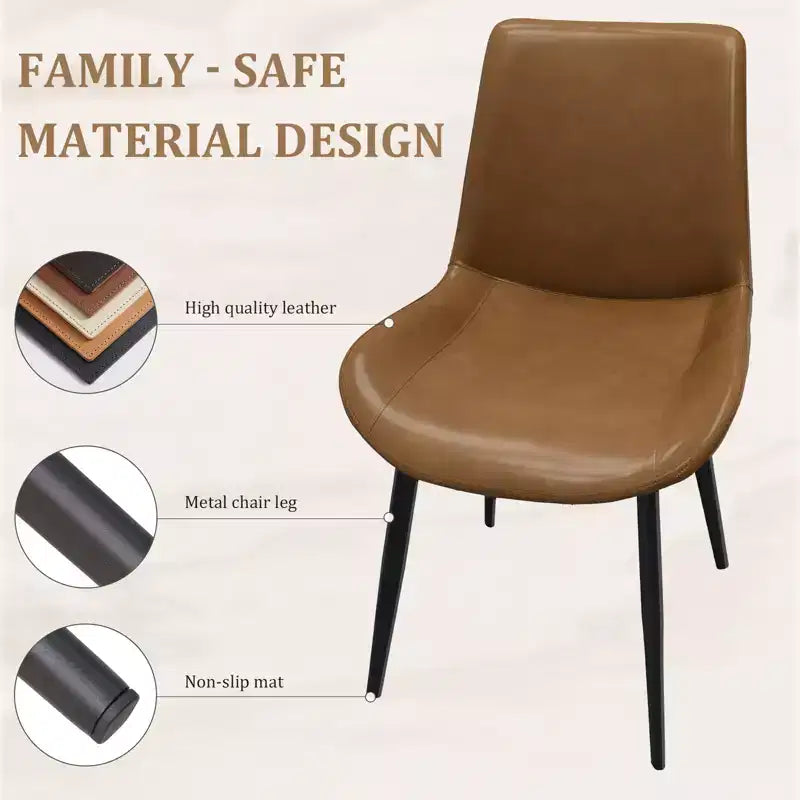 Chaise de salle à manger moderne capitonnée en similicuir avec pieds en métal