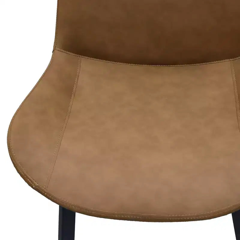 Chaise de salle à manger moderne capitonnée en similicuir avec pieds en métal
