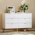 Modern 7-Drawer Dresser for Bedroom, 47-Inch Wide Wood TV Stand with Gold Metal Handles & Feet, Storage Organizer for Living Room, Entryway, Hallway