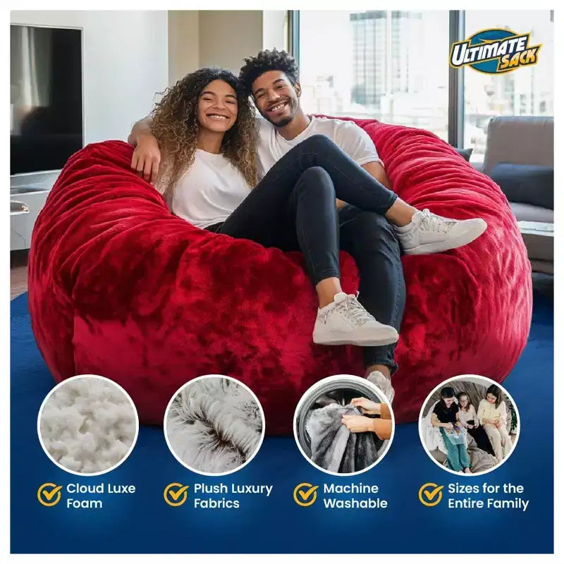 Pouf géant ultra confortable, suédine violette
