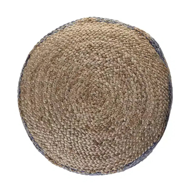 Pouff ottoman géométrique cylindrique bleu 18