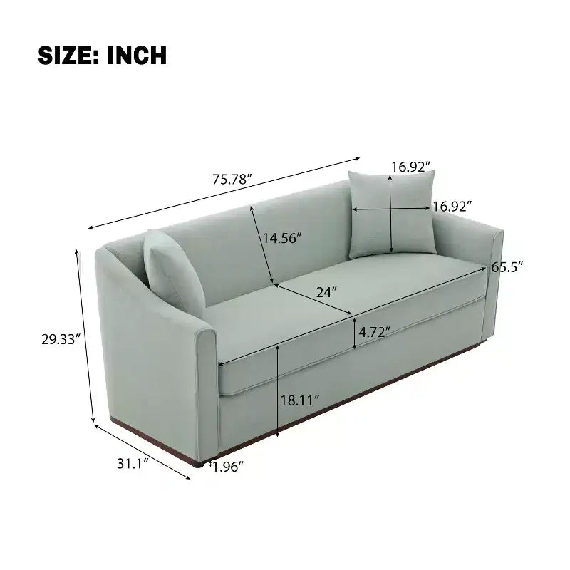 Canapé moderne 3 places en chenille avec coussins décoratifs