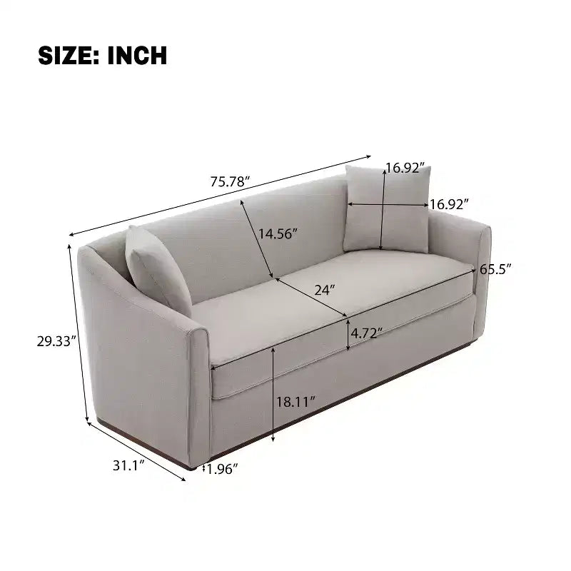 Canapé moderne 3 places en chenille avec coussins décoratifs