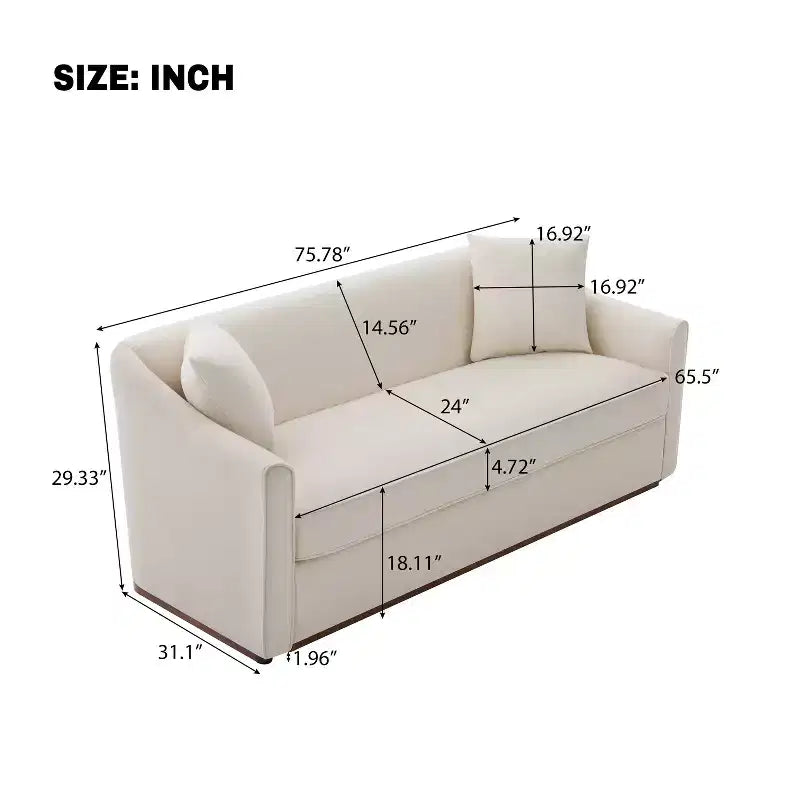 Canapé moderne 3 places en chenille avec coussins décoratifs