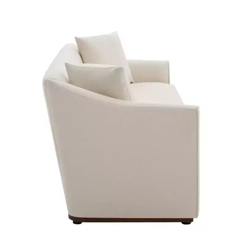 Canapé moderne 3 places en chenille avec coussins décoratifs