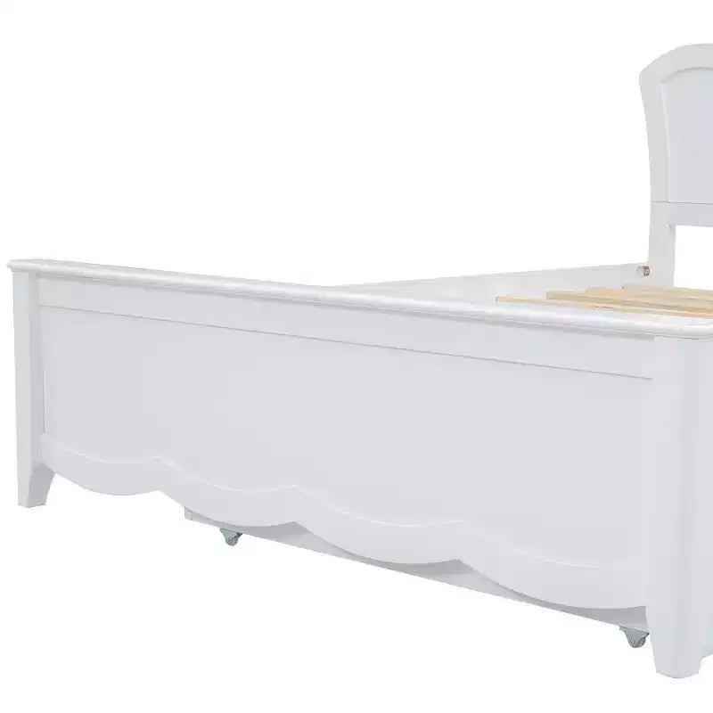 Lit plateforme simple avec tête de lit et lit gigogne, blanc