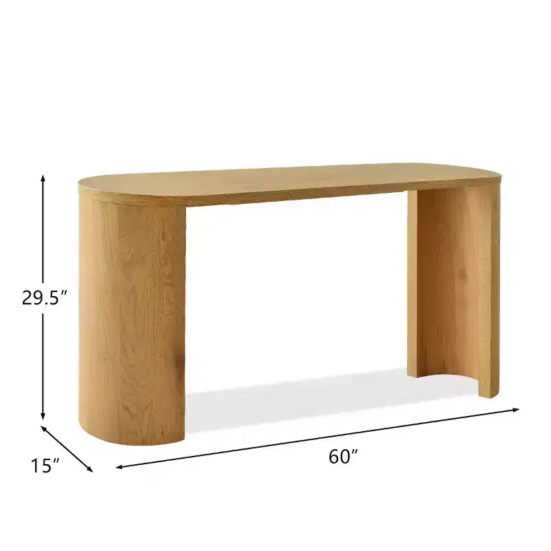 Console d'entrée ovale moderne de 60 pouces, table de canapé effet bois avec pieds en C, table de couloir pour salon, hall d'entrée ou derrière le canapé