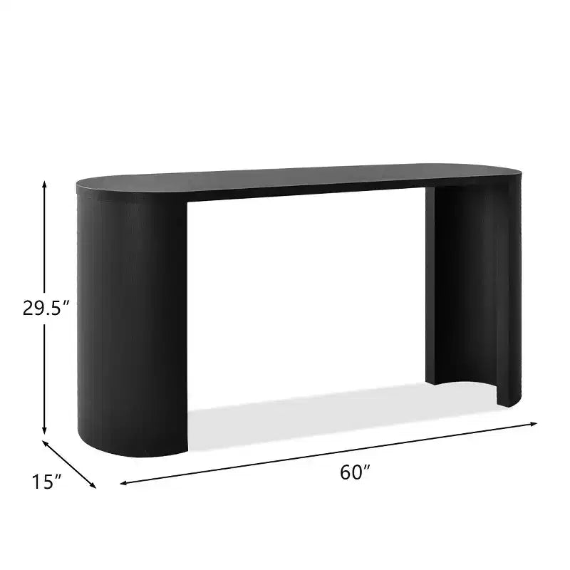 Console d'entrée ovale moderne de 60 pouces, table de canapé effet bois avec pieds en C, table de couloir pour salon, hall d'entrée ou derrière le canapé