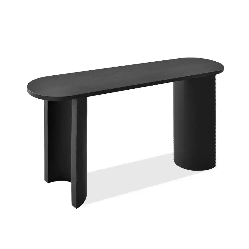 Console d'entrée ovale moderne de 60 pouces, table de canapé effet bois avec pieds en C, table de couloir pour salon, hall d'entrée ou derrière le canapé