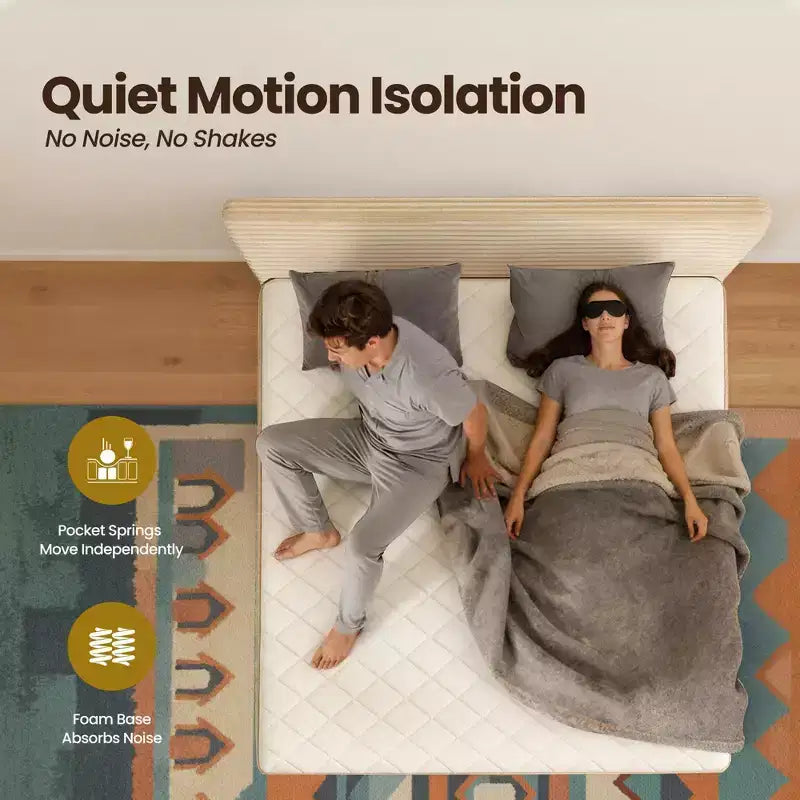 Lit Queen size avec tête de lit – Déballez et dépliez, prêt en 72h, isolation des mouvements, soutien ferme moyen