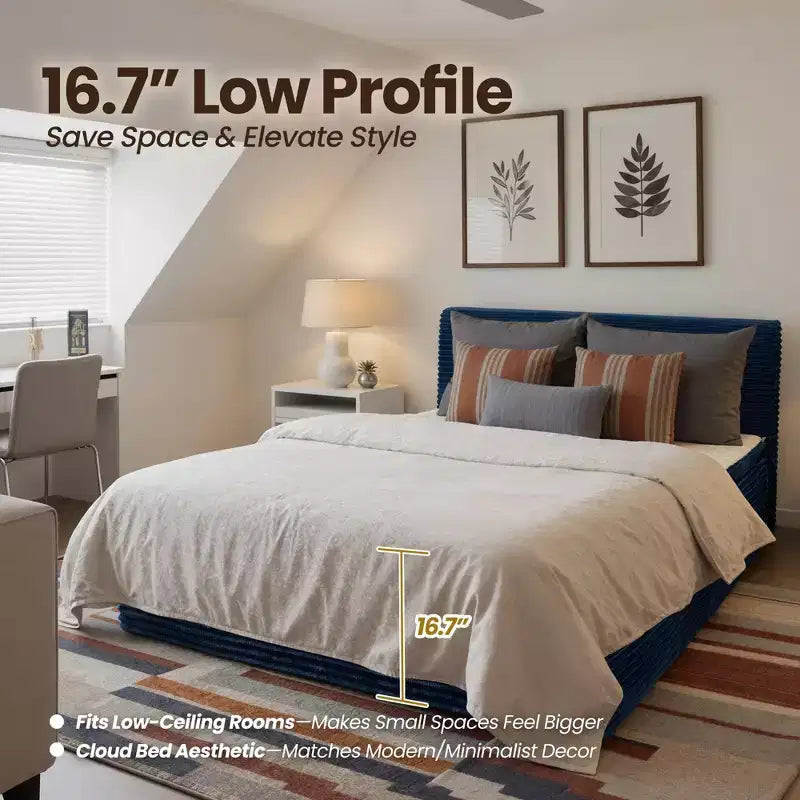 Lit Queen size avec tête de lit – Déballez et dépliez, prêt en 72h, isolation des mouvements, soutien ferme moyen