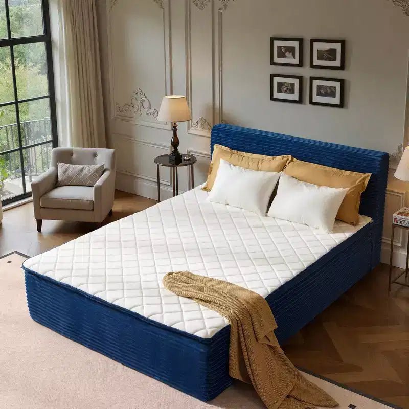 Lit Queen size avec tête de lit – Déballez et dépliez, prêt en 72h, isolation des mouvements, soutien ferme moyen