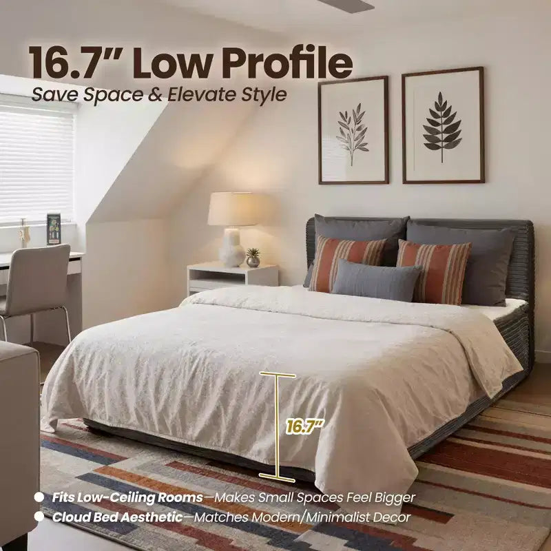 Lit Queen size avec tête de lit – Déballez et dépliez, prêt en 72h, isolation des mouvements, soutien ferme moyen