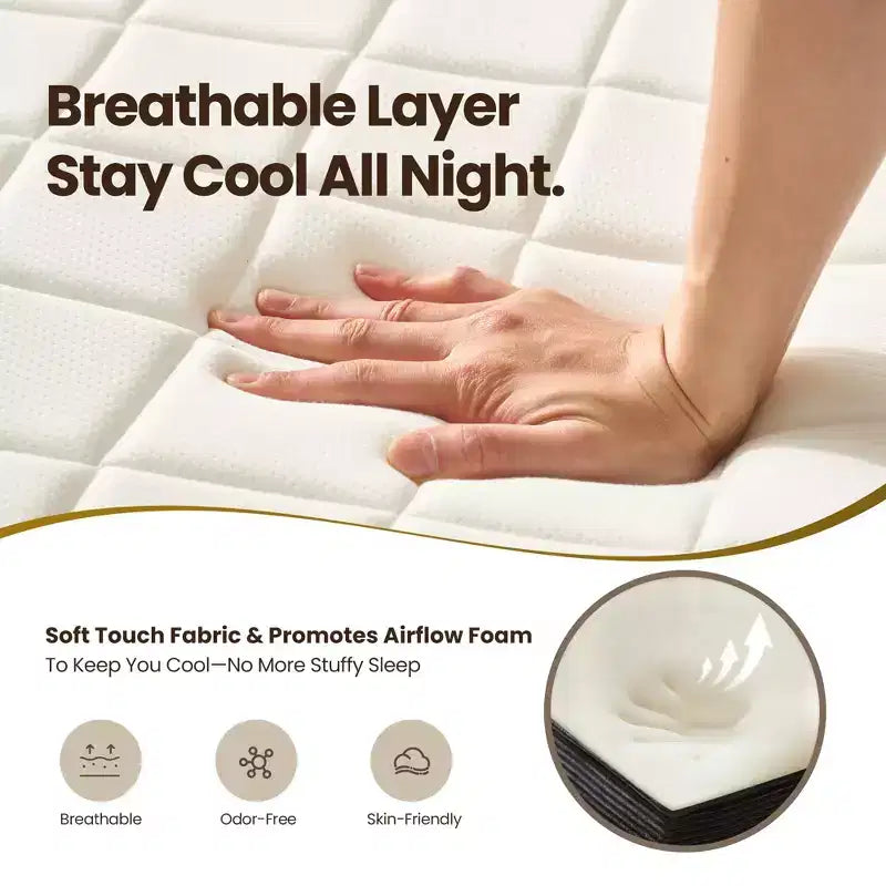 Lit Queen size avec tête de lit – Déballez et dépliez, prêt en 72h, isolation des mouvements, soutien ferme moyen