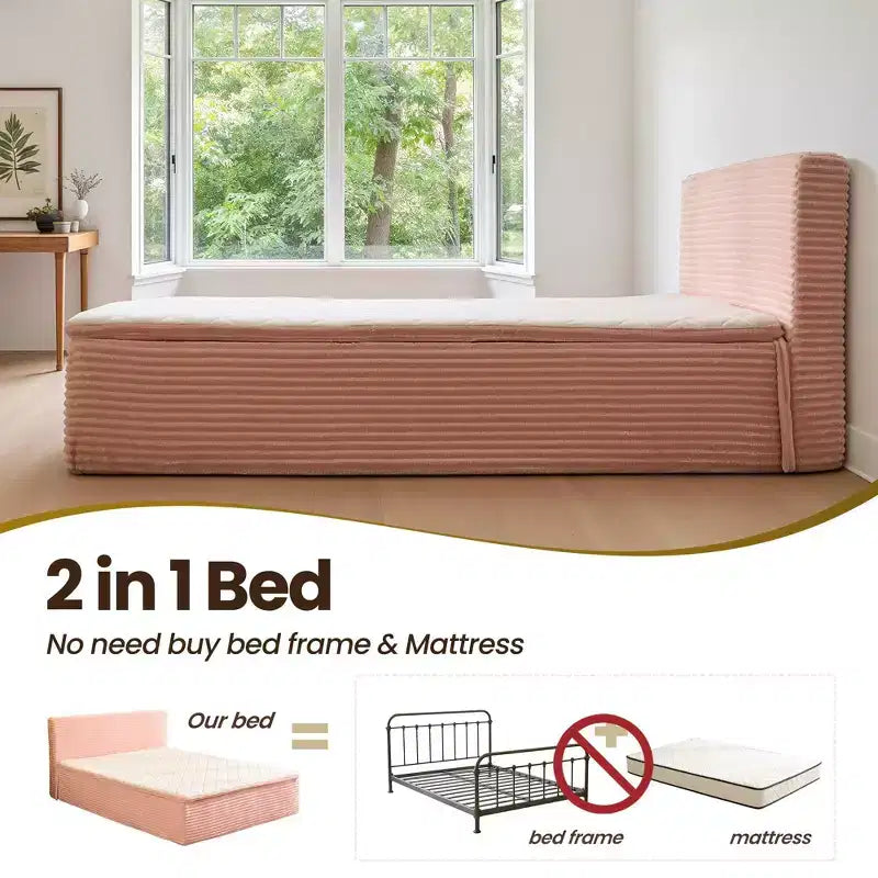 Lit Queen size avec tête de lit – Déballez et dépliez, prêt en 72h, isolation des mouvements, soutien ferme moyen