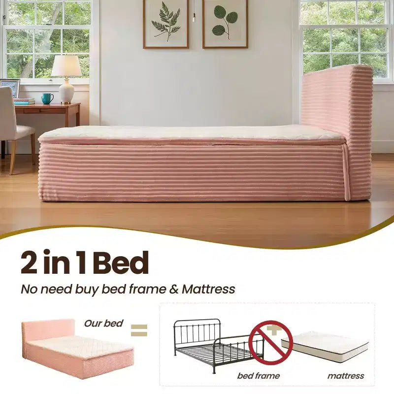 Lit Queen size avec tête de lit – Déballez et dépliez, prêt en 72h, isolation des mouvements, soutien ferme moyen