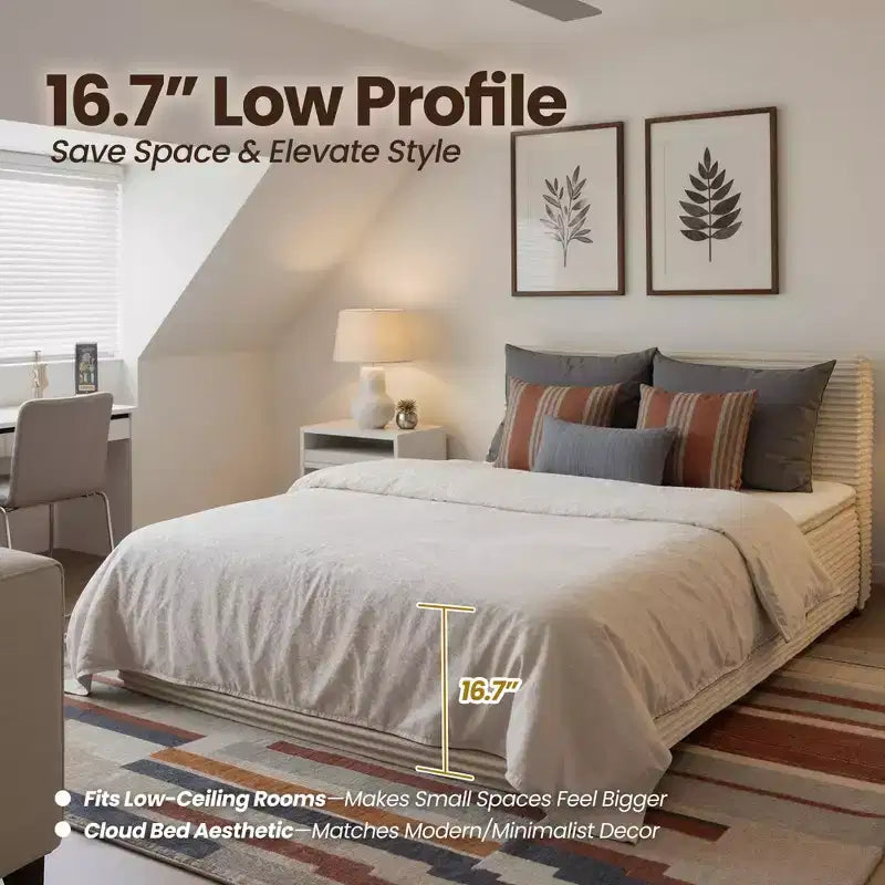 Lit Queen size avec tête de lit – Déballez et dépliez, prêt en 72h, isolation des mouvements, soutien ferme moyen