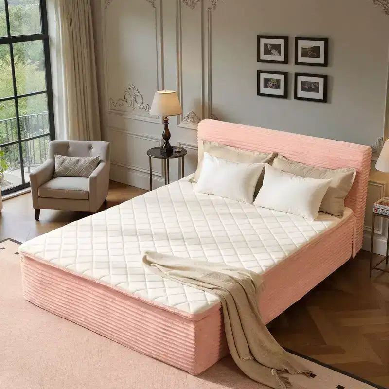 Lit Queen size avec tête de lit – Déballez et dépliez, prêt en 72h, isolation des mouvements, soutien ferme moyen