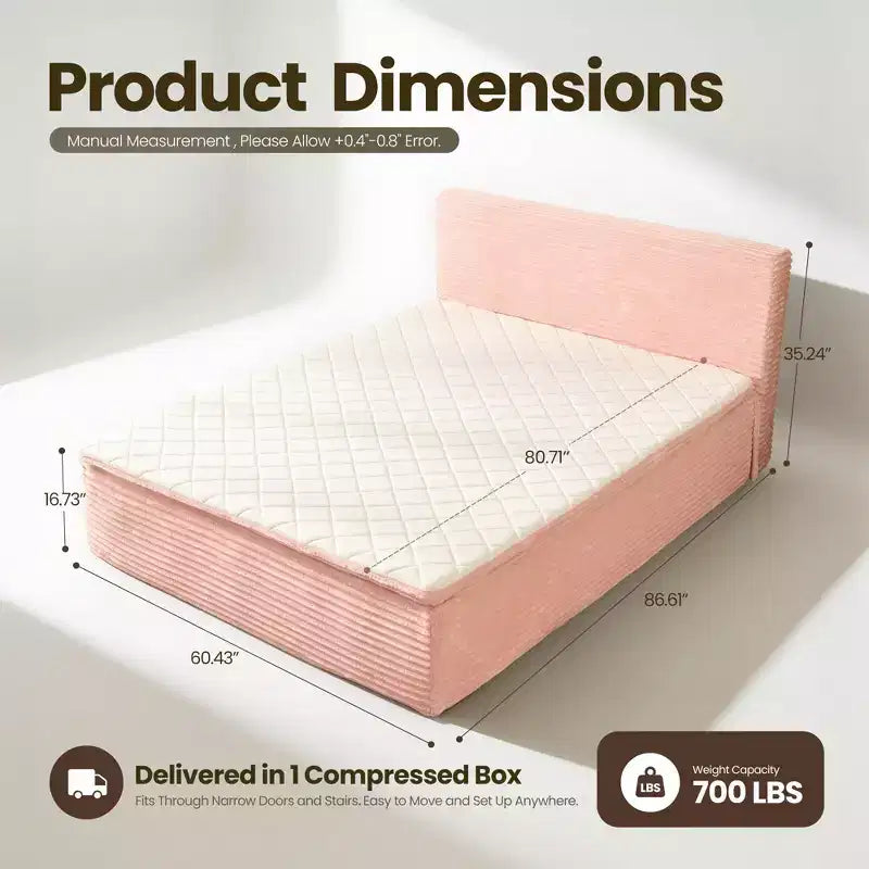 Lit Queen size avec tête de lit – Déballez et dépliez, prêt en 72h, isolation des mouvements, soutien ferme moyen