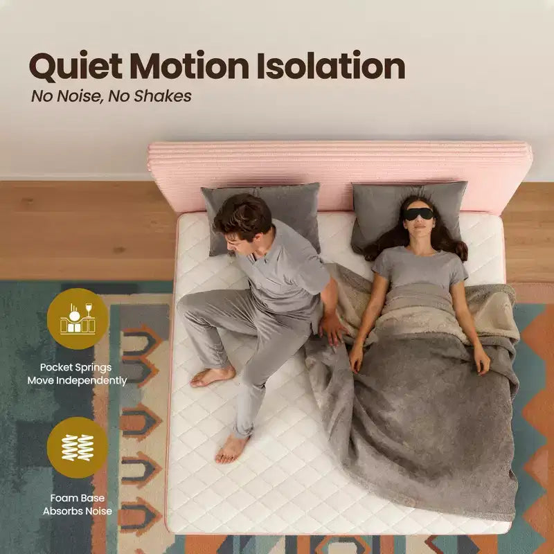 Lit Queen size avec tête de lit – Déballez et dépliez, prêt en 72h, isolation des mouvements, soutien ferme moyen