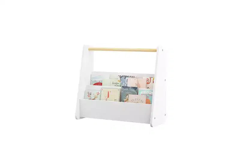 Étagère à livres pour enfants avec poignée en bois, bibliothèque à 2 niveaux pour chambre à coucher ou salle de jeux