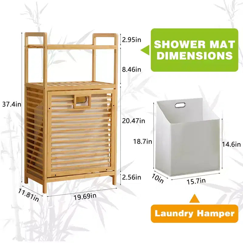 Panier à linge en bambou avec étagère