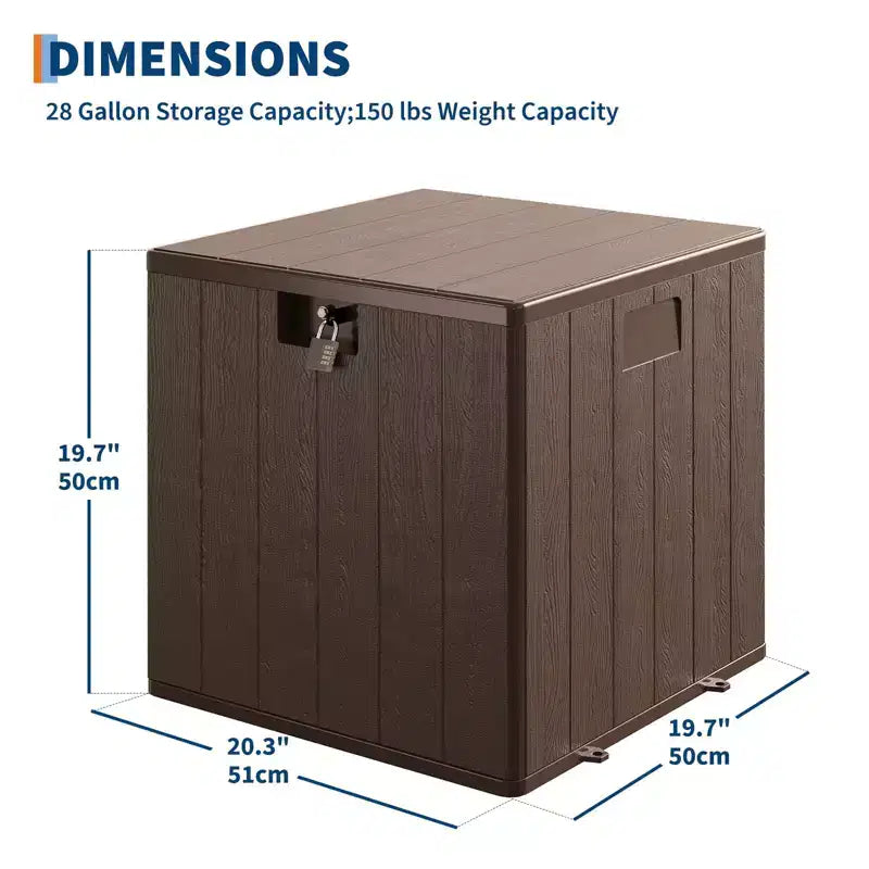 Boîte de rangement de terrasse étanche en résine de 300 litres – Rangement verrouillable pour coussins, outils de jardin et accessoires de piscine, marron