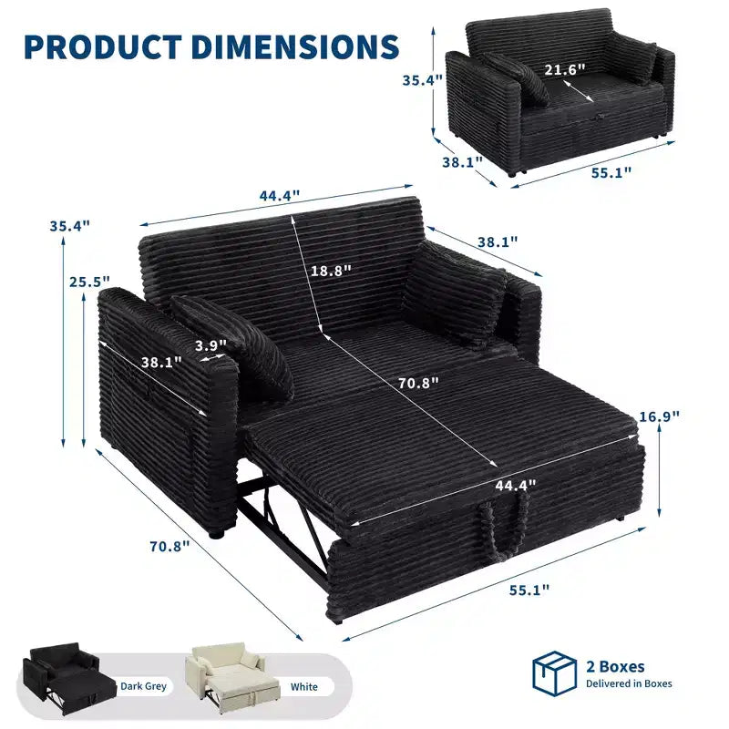 Canapé-lit convertible causeuse avec dossier réglable, fauteuil inclinable gigogne peu encombrant pour petits appartements