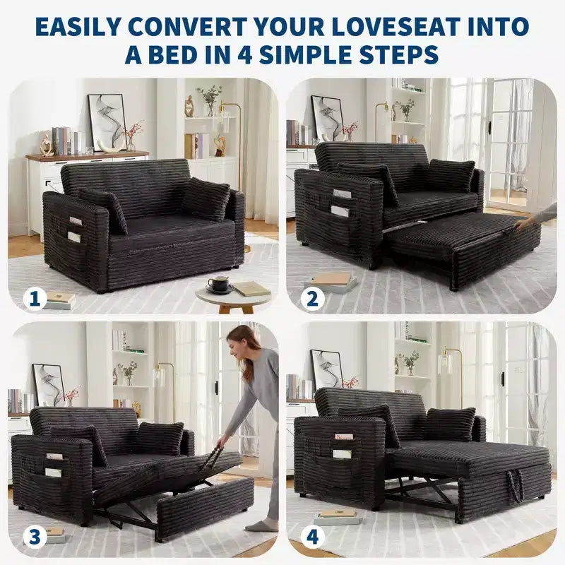 Canapé-lit convertible causeuse avec dossier réglable, fauteuil inclinable gigogne peu encombrant pour petits appartements