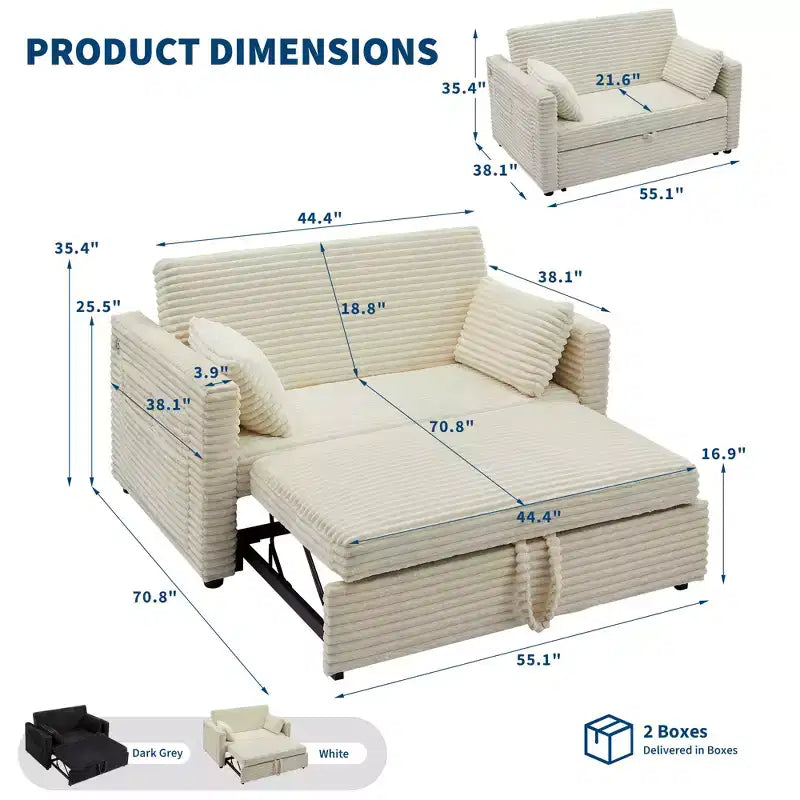 Canapé-lit convertible causeuse avec dossier réglable, fauteuil inclinable gigogne peu encombrant pour petits appartements