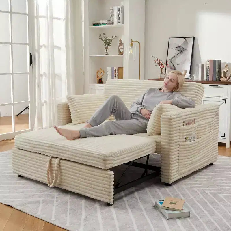 Canapé-lit convertible causeuse avec dossier réglable, fauteuil inclinable gigogne peu encombrant pour petits appartements