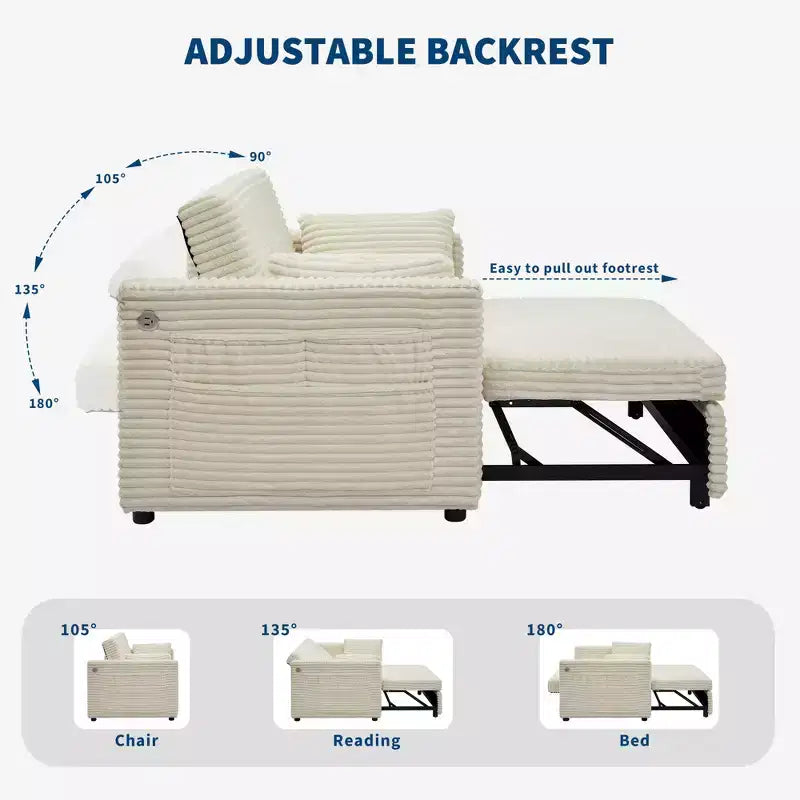 Canapé-lit convertible causeuse avec dossier réglable, fauteuil inclinable gigogne peu encombrant pour petits appartements