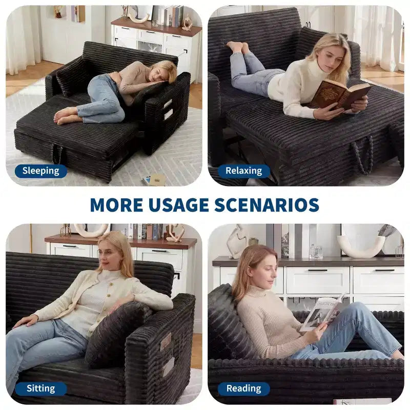 Canapé-lit convertible causeuse avec dossier réglable, fauteuil inclinable gigogne peu encombrant pour petits appartements
