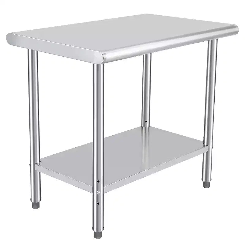Table de préparation en acier inoxydable 30 x 24 pouces avec étagère réglable et roulettes, table de travail commerciale robuste