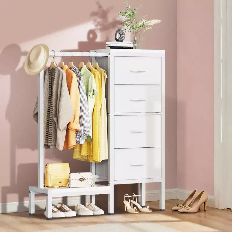 Commode avec penderie et tiroirs, commode en tissu réversible pour chambre et bureau