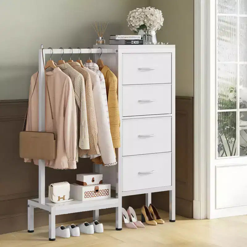 Commode avec penderie et tiroirs, commode en tissu réversible pour chambre et bureau