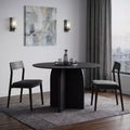 Table à manger ronde sur pied en bois noir de 42 po