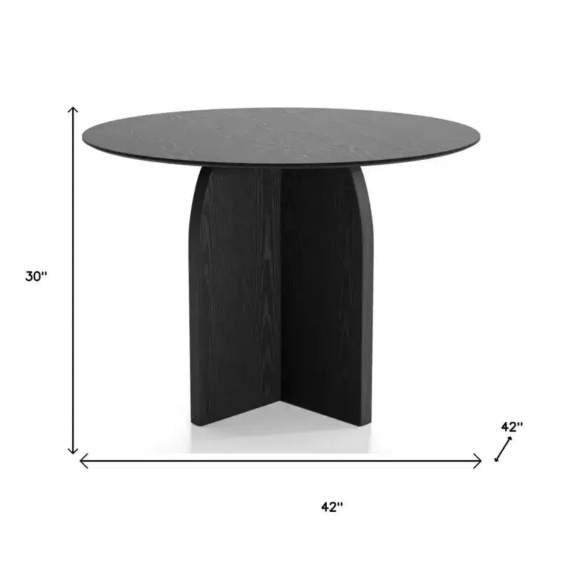 Table à manger ronde sur pied en bois noir de 42 po