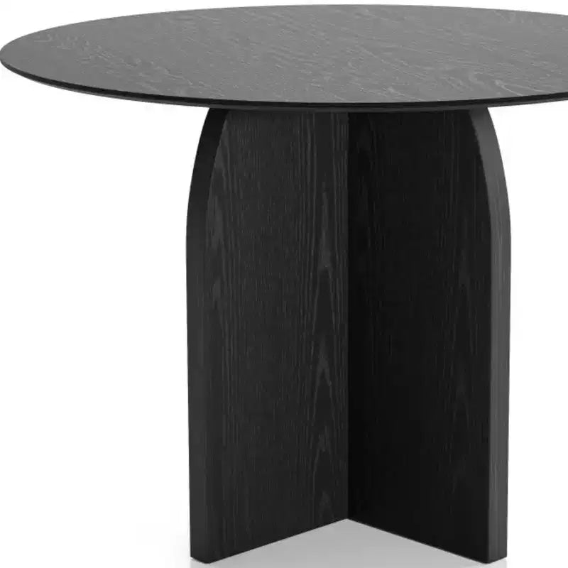 Table à manger ronde sur pied en bois noir de 42 po