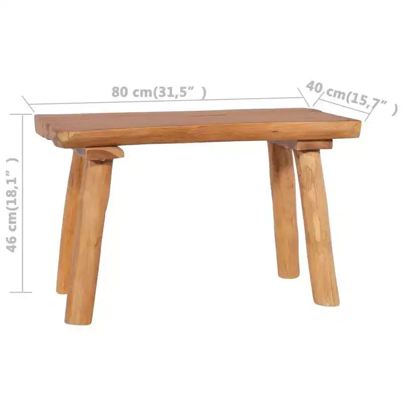Banc de jardin en teck massif naturel 80 cm