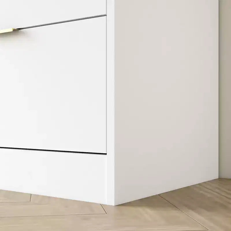 Commode à 9 tiroirs, grande commode en bois de 160 cm de profondeur avec poignées dorées
